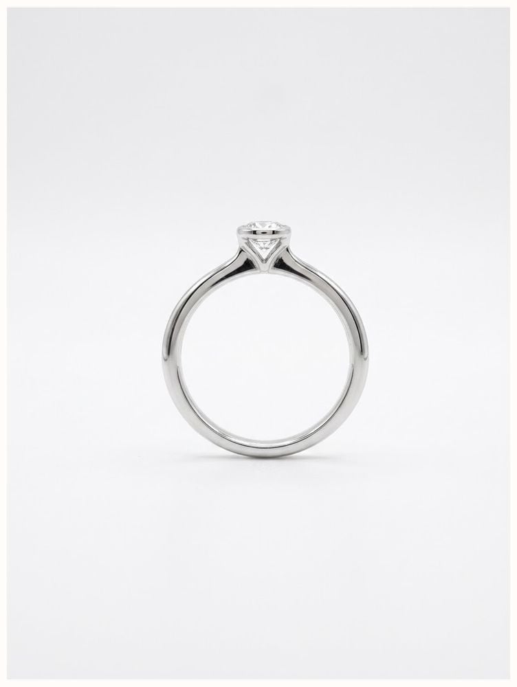 James Moore & Co Round Brilliant Natural Diamond 18ct White Gold Solitaire Rubover Setting Ring J49572 - alternate view 3