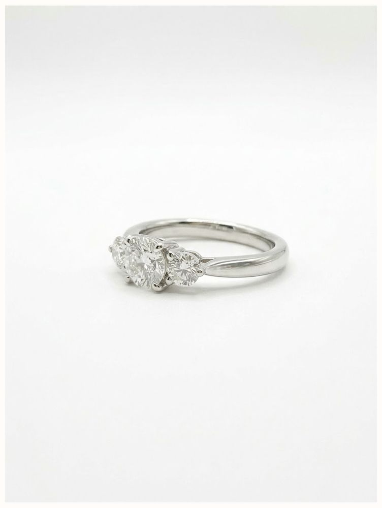 0.52ct Round Brilliant Natural Diamond Platinum Trilogy Ring J38724 - alternate view 2