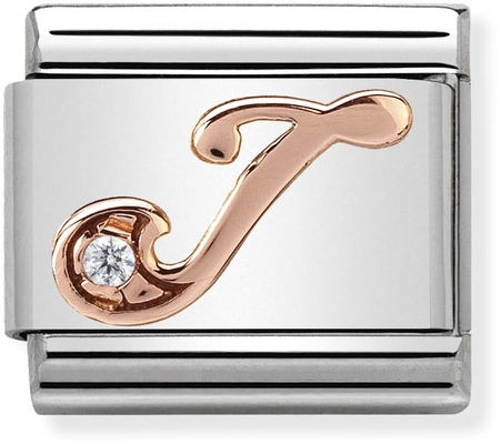 Nomination Classic Letter J 9ct Rose Gold & Steel Charm 430310/10