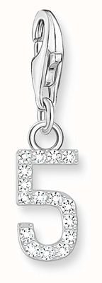 Thomas Sabo Silver Charm Pendant Number 5 With Cubic Zirconia 2129-051-21