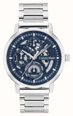 Calvin Klein GAUGE Multifunction Quartz (41mm) Blue Skeleton Dial / Stainless Steel Bracelet 25200562