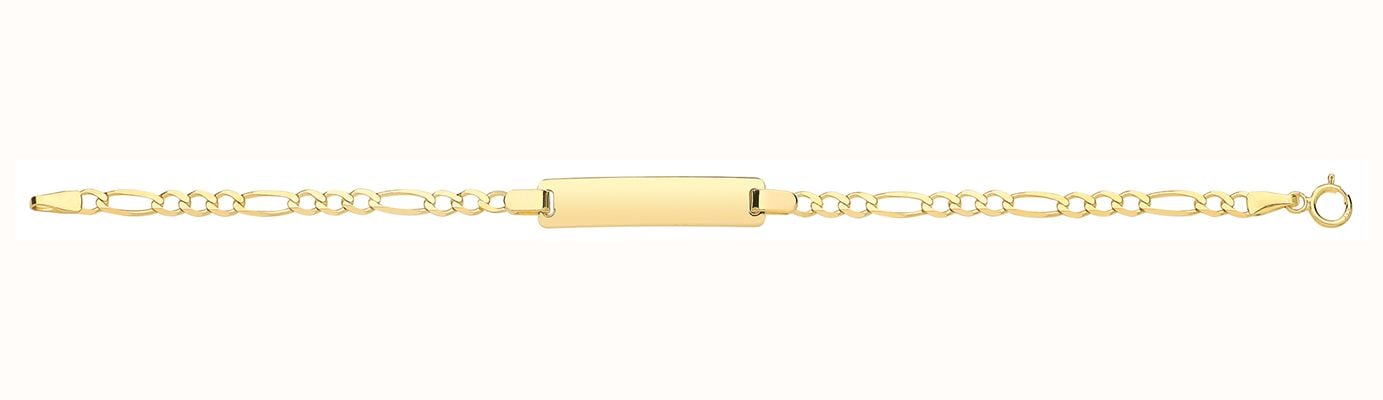 James Moore TH Babies' 9ct Yellow Gold Figaro Chain 6 Inch ID Bracelet BR238