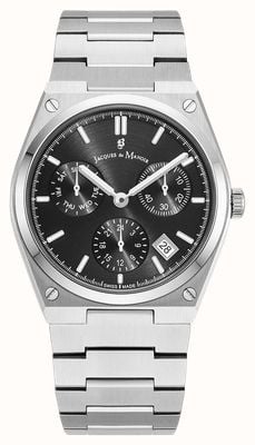 Jacques Du Manoir Horizon Multifunction Quartz (41mm) Black Dial / Stainless Steel Bracelet JWN05701