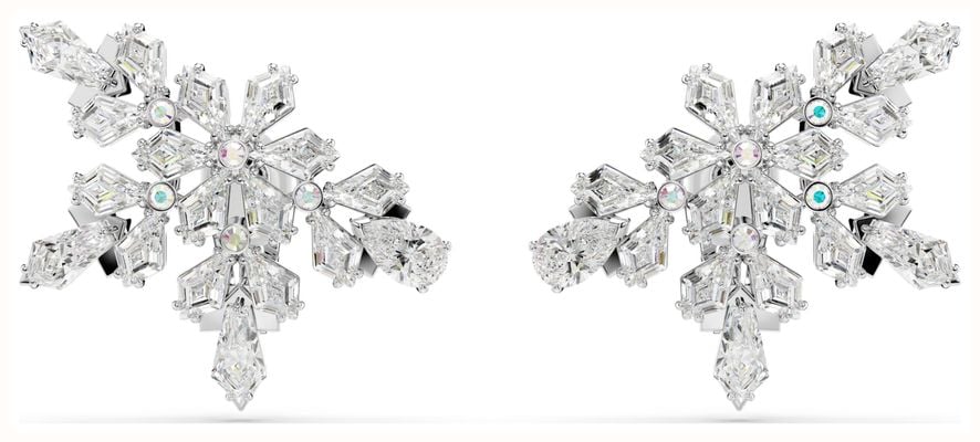 Swarovski Idyllia Clip Earrings Snowflake White Crystals Rhodium Plated 5692635