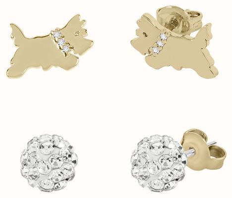 Radley Jewellery Set of 2 Pairs of Stud Earrings | Gold Plated | Crystal Set RYJ1316S