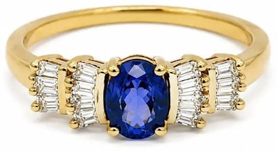 Pre-owned 9ct Yellow Gold Tanzanite And Diamond Ring J73632