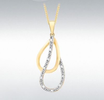 9k Yellow Gold Diamond Double Teardrop Pendant 1.61.504G
