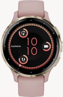 Garmin Venu 3S Soft Gold Stainless Steel Bezel With Dust Rose Case And Silicone Band 010-02785-03
