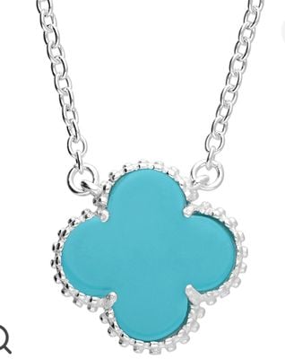 Sterling Silver Turquoise Quatrefoil Clover Necklace H6401/T