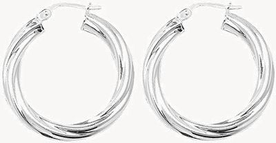 Treasure House Silver 25mm Twisted Hoop Earrings G5106