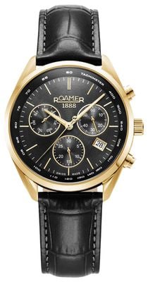 Roamer Men's Pro Chrono (42mm) Black Dial / Black Leather Strap 993819 48 85 02
