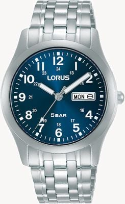 Lorus Classic Day/Date (38mm) Blue Sunray Dial / Stainless Steel RXN77DX9