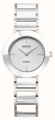 Bering Ceramic (29mm) White Sunray Dial / Stainless Steel & Ceramic Bracelet 11429-753