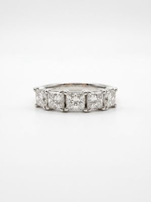 Princess Natural Diamond 18ct White Gold Five Stone Ring JM1987
