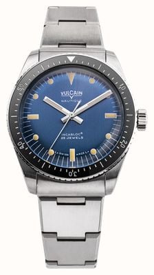 Vulcain Skindiver Nautique Automatic (38mm) Brushed Blue Dial / Stainless Steel Bracelet Watch 660170A37.BHM286