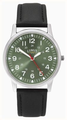 Limit Pilot Quartz (38mm) Green Sunray Dial / Black PU Leather Strap 50062