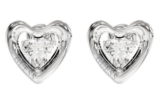 Guess UBE06097RH Beloved Silver Pave Heart Stud Earrings Jewellery