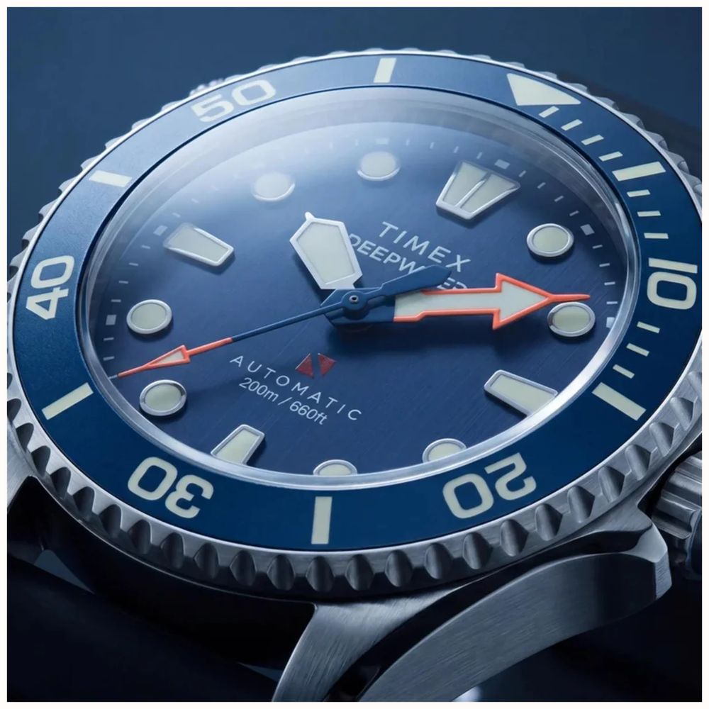 Timex Deepwater Meridian 44mm Blue Dial Rubber Mens Automatic TW3A01700 - alternate view 3