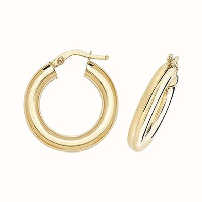 James Moore TH 9k Yellow Gold Hoop Earrings 15 mm ER1004-15