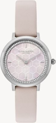 Olivia Burton Honeycomb Ultra-Slim (28mm) Pink Dial / Pink Leather Strap 24000270