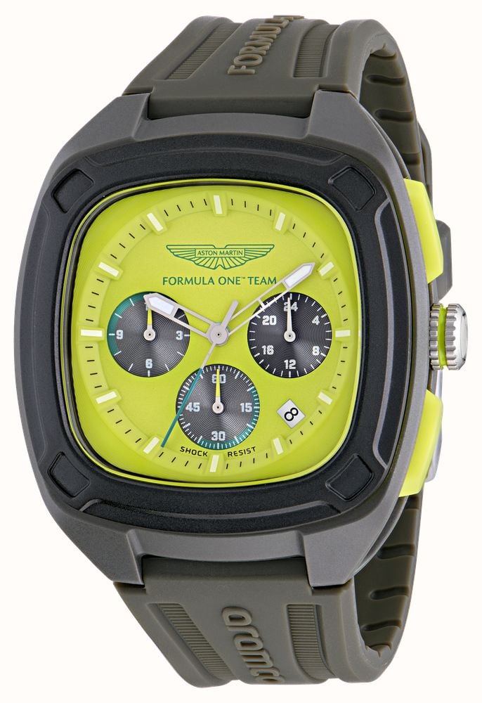 Aston Martin Aramco Formula One™ Team OVR W Quartz Chronograph (44mm) Yellow Dial / Grey Silicone Strap Watch MTFO1F504 - alternate view 2