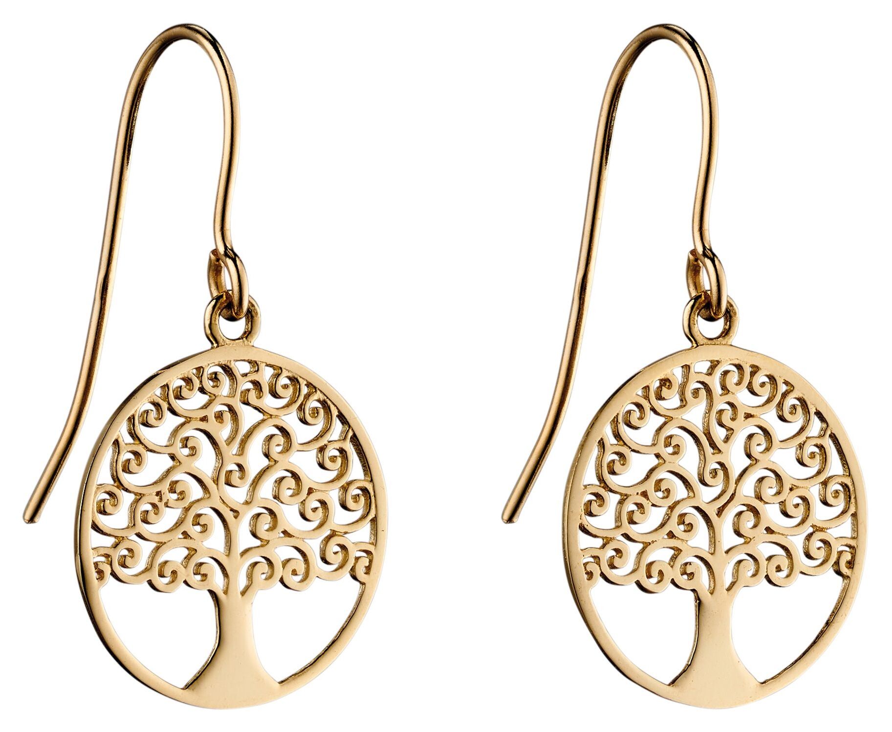Elements Gold GE2306 9k Yellow Gold Tree Of Life Earrings Jewellery