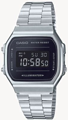 Casio Vintage Retro Illuminator (36.3mm) Digital Dial / Stainless Steel A168WEM-1EF