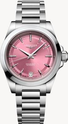 LONGINES Conquest Automatic (34mm) Pink Sunray Dial / Stainless Steel Bracelet L34304996