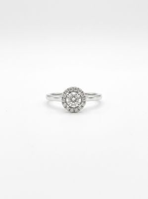 0.30ct Round Brilliant Natural Diamond Platinum Halo Ring ENG4241