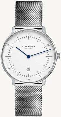 STERNGLAS Naos XS Quartz (33mm) White Dial / Stainless Steel Mesh S01-ND01-MI01