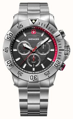 Wenger Seaforce Quartz Chronograph (43mm) Black Dial / Stainless Steel Bracelet 01.0643.123