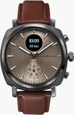 Pininfarina by Globics Senso Hybrid Smartwatch (44mm) Mercure Grey / Italian alligator brown Leather Watch PMH01A-02 EX DISPLAY