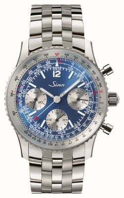 Sinn 903 Ti II Anniversary Limited Edition (41mm) Blue Dial / Fine Link Bracelet & Brown Leather Strap 903.100