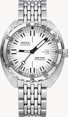 DOXA SUB 750T Whitepearl (45mm) White Iconic Dial / Stainless Steel Rice-Grain Bracelet 825.10.011.10