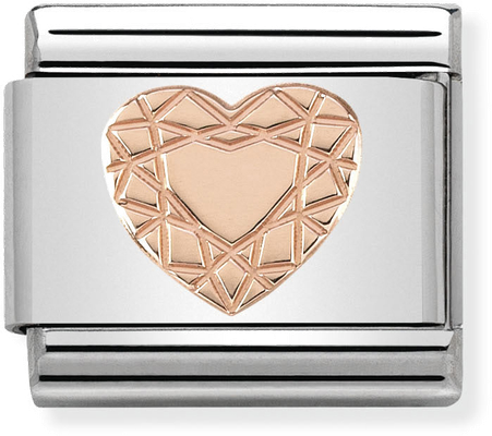 Nomination Classic Diamond Heart 9ct Rose Gold & Steel Charm 430104/19