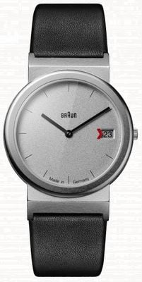 Braun Classic Quartz 1991 Tribute Design (34mm) Grey Dial / Black Leather Strap Watch AW50