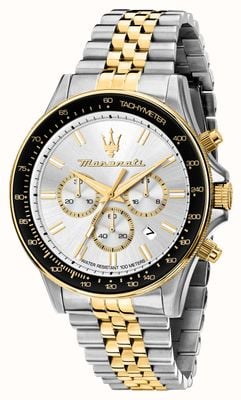 Maserati Men's Sfida Sport (44mm) White Dial / Two-Tone Stainless Steel Bracelet R8873640024