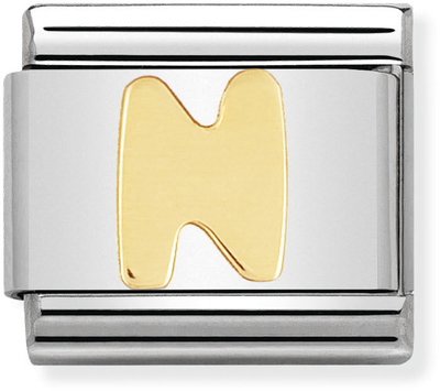 Nomination Classic Letter N 18ct Gold & Steel Charm 030101/14