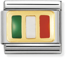 Nomination Classic Ireland Flag Enamel 18ct Gold & Steel Charm 030234/10