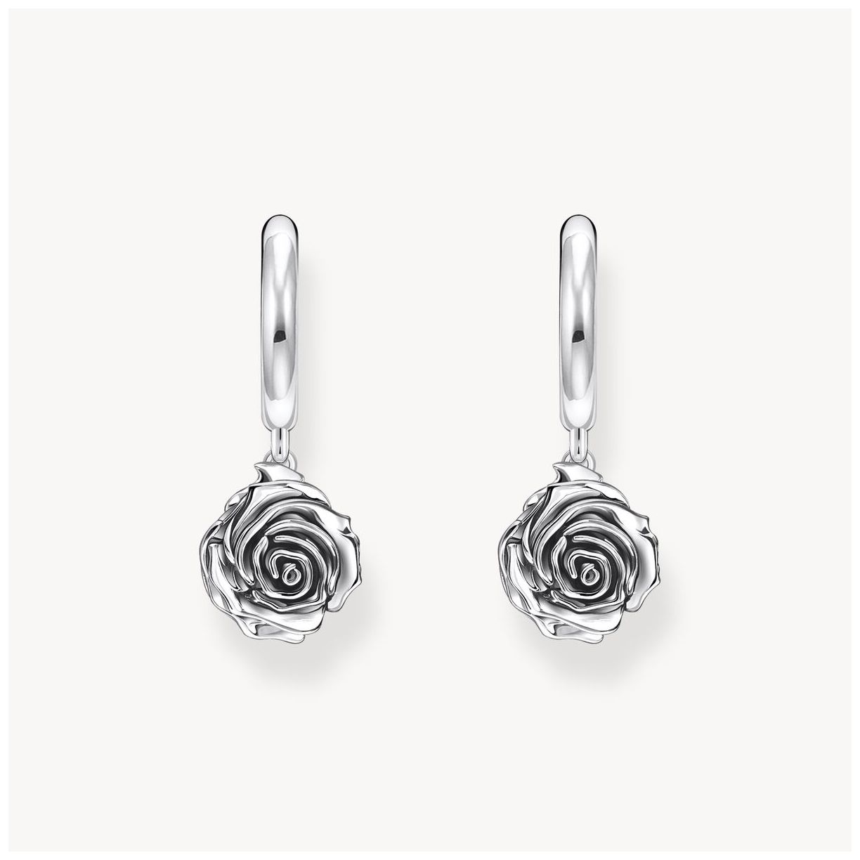 Thomas Sabo CR757-637-21 Silver Hoop Earrings Midnight Rose Jewellery