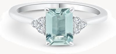 Aquamarine And Diamond 9ct White Gold Ring SL9309