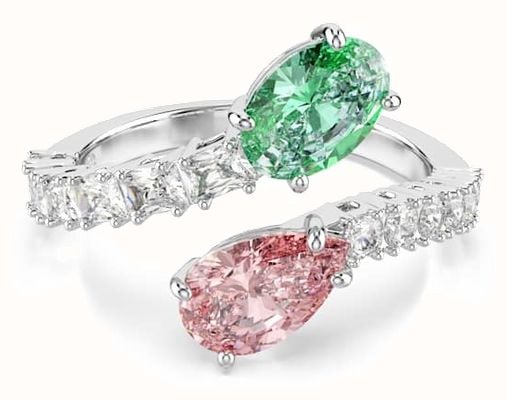 Swarovski x Ariana Grande Mixed-Cut Rhodium-Plated Ring - Size 52 5737373