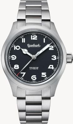Hanhart PIONEER Preventor HD12™ (39mm) Black Dial / Stainless Steel Bracelet Watch 792.810-6429