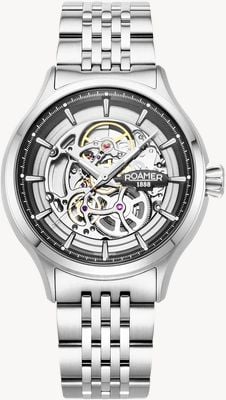 Roamer Competence Skeleton IV (43mm) Silver Skeleton Dial / Stainless Steel Bracelet 101984 41 85 10