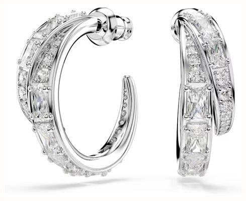Swarovski Vienna hoop earrings, Mixed cuts, White, Rhodium plated 5749069