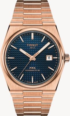 Tissot PRX Powermatic 80 (40mm) Dark Blue Dial / Rose Gold PVD Stainless Steel Bracelet T1374073304100