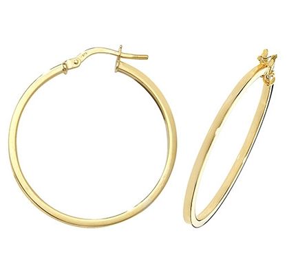 Treasure House ER1007-25 9k Yellow Gold Hoop Earrings 25 mm Jewellery