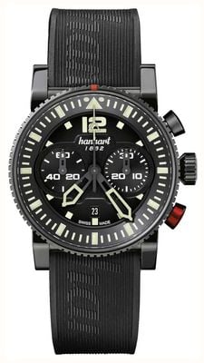 Hanhart PRIMUS Pilot Automatic Chronograph (44mm) Black Dial / Black Rubber Strap - M 740.510-1020