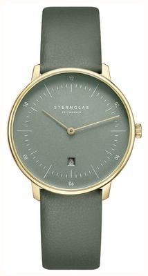 STERNGLAS Naos XS Edition Flora (33mm) Sage Green Dial / Sage Green Classic Leather Strap S01-NDF18-KL09