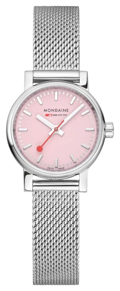 Mondaine MSE.26130.SM Women's Evo2 | Pink Dial | Steel Mesh Watch